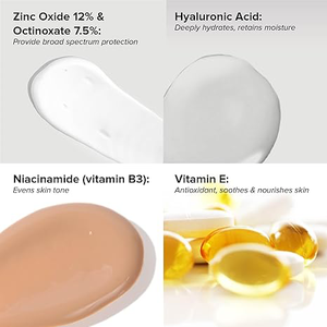 Crema solare minerale vegano SPF46 fondotinta fondotinta liquido crema idratante Niacinamide squalano Non Nano ossido di zinco - Product Image 2