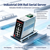 Serveur série industriel 8 ports DIN-Rail, RS232/485 vers double Ethernet, isolé galvaniquement, 4DI/2DO, Modbus RTU/ASCII TCP/UDP, IIoT
