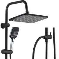 Ensemble de douche complet noir mat de haute qualité avec pommeau de douche filtre ABS et tuyau flexible en acier inoxydable