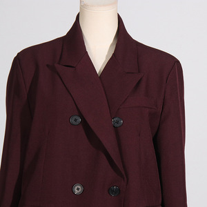 Vente en gros Veste blazer longue longueur élégante de couleur unie pour femmes Manteau blazer croisé - Product Image 5