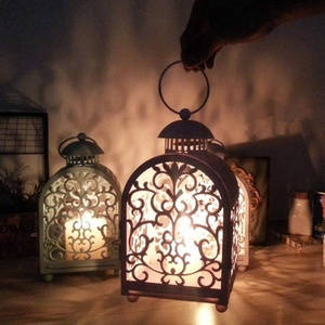 Lanterne en métal du Style marocain, <span class=keywords><strong>grande</strong></span> <span class=keywords><strong>taille</strong></span>, pour l'intérieur et l'<span class=keywords><strong>extérieur</strong></span>, porte-bougie, lanterne de jardin, mariage, noël - Product Image 6