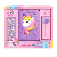 Ensemble de papeterie avec ruban adhésif licorne, journal secret en peluche avec serrure pour enfants, utilisé pour l'écriture et le dessin, cadeaux de papeterie