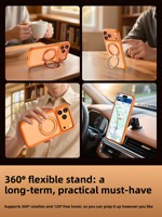 Luxe 360-graden draaibare magnetische houder, schokbestendige, antislip, doorschijnende matte telefoonhoes voor iPhone 17 Pro Max.