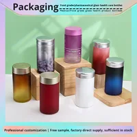 Bouteilles d'emballage en verre dépoli cylindriques épaissies de 180 cc avec couvercle scellé pour huile de poisson, compléments alimentaires, comprimés, capsules et bonbons