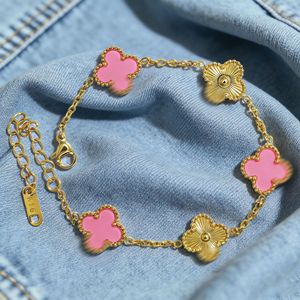 <span class=keywords><strong>Bracelet</strong></span> de luxe tendance en acier inoxydable 18K, double face, trèfle à quatre feuilles gravé au laser, <span class=keywords><strong>diamant</strong></span> et pierre naturelle, pour soirée - Product Image 5