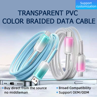 Câble de données USB2.0 Type-C 5A à charge rapide ICE Crystal Gradient pour téléphones mobiles IOS, fabriqué en usine, 60W 100W