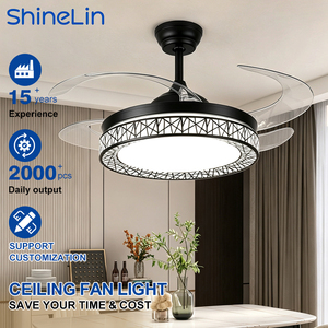 Kipas Angin Plafon <span class=keywords><strong>LED</strong></span> Tak Terlihat Gaya Nordik Modern untuk Ruang Tamu Dalam Ruangan, 42 Inci, 3 Bilah, Motor DC ABS, 3CCT, Kontrol Jarak Jauh - Product Image 1