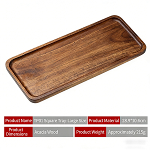 Wholesale Solid Acacia Wood Rectangular <strong>Tray</strong> for Tea Cups Fruit <strong>Candy</strong> &amp; Cake Suitable for Home Kitchen Snack - Product Image 2