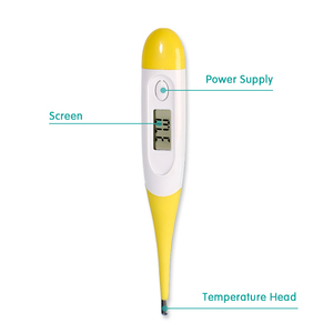 Emballage Jaune Flexible Multicolore Personnalisable ℃ / ℉   Thermomètres numériques médicaux commutables pour bébés, enfants et adolescents - Product Image 3