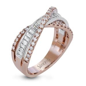 Anillo de Diamantes Simon G en Oro Rosa de Dos Tonos con Corte Baguette, Joyería de Compromiso para Mujer - Product Image 1