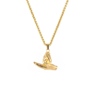 Nuovo arrivo personalità titanio acciaio <span class=keywords><strong>Rock</strong></span> si mani collana gesto vittoria oro placcato argento collana per gli uomini - Product Image 4