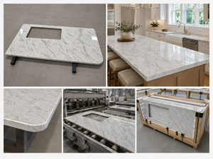 Andromeda <b>White</b> Granite Prefab Vanity Top Granite Countertop Natural Stone Vanity Top Work Surface Cut-to-Size - Product Image 6