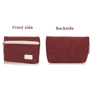 Sac cosmétique en toile de coton avec logo d'usine personnalisé avec fermeture à glissière petite pochette de maquillage portable à la mode marque privée - Product Image 5