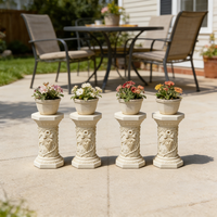 Socle en résine sculpté en vigne - Style classique crème, base élégante pour statues de jardin et présentoirs de plantes