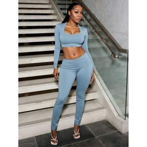 Conjunto de Yoga Personalizado 2026 para Mujer, Top Corto de Manga Larga y Leggings de Cintura Alta, Traje Deportivo de Dos Piezas, Spandex Poliéster Elástico en Cuatro Direcciones - Product Image 5