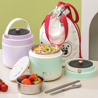 Nouvelle boîte à lunch isotherme en acier inoxydable 304, dégradé, 1,2 L, avec couvercle en PP, double couche, pour les employés de bureau et les étudiants, portable
