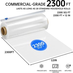 Plastic Food Wrap 12inX2300ft Dispenser With Handle Kitchen Use - Product Image 5