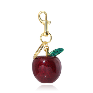 Hot Beautiful Red Crystal Apple Shape Women's Bag Pendant Accessories High Quality Creative Light Keychain Popular