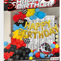 Arche de ballons en latex pour fête d'anniversaire, ballon en feuille d'aluminium joyeux anniversaire, ensemble de ballons, décoration de ballons de modèle de voiture pour fête d'anniversaire