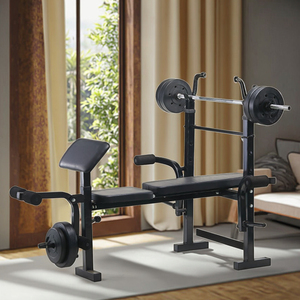 Banco de Pesas Metálico Ajustable <span class=keywords><strong>Multifuncional</strong></span> para Ejercicio Corporal <span class=keywords><strong>en</strong></span> <span class=keywords><strong>Casa</strong></span>, Equipo de Fitness con Inclinación y Pesas - Product Image 1
