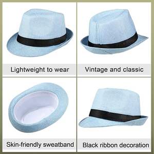 Chapeaux de fête cubains en vrac de paille <span class=keywords><strong>Chapeau</strong></span> Panama Casquettes à bord court Chapeaux habillés <span class=keywords><strong>pour</strong></span> hommes femmes - Product Image 5