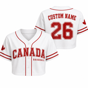 Camiseta de Béisbol para Mujer, Personalizada con Nombre y Número del Equipo, Estilo Clásico con Botones, para Fanáticas del Canadá - Product Image 2