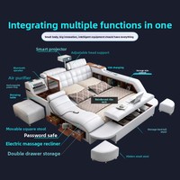 Modernes Tatami Leder Smart Bed Multifunktion ale große King Size Wohn möbel für Haupt schlafzimmer Luxus rahmen MDF Soft Bed Neu