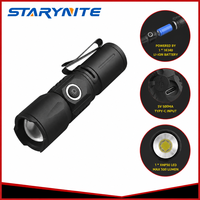 STARYNITE Lampe torche LED rechargeable en aluminium EDC de poche, petite, avec batterie 16340, XHP50, 500 lumens, 4 modes