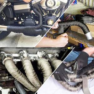 <span class=keywords><strong>2</strong></span> "X 50 'schwarze Auspuff-Wärme wickel rolle für Motorrad-Glasfaser-Hitzeschild band mit rostfreien Krawatten - Product Image 5