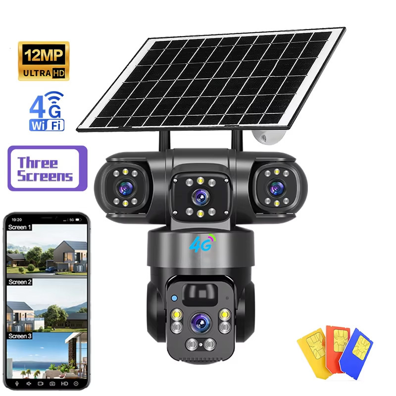 QL22 12MP 4G Solar Powered 3 Lens Camera with 360° Panoramic View and Auto Tracking for Outdoor Remote Security · image 2