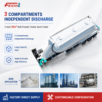 Feichi 3-Axis Powder Tank Semi-Trailer 40 Ton Heavy-Duty 38 Kubik Tank Semi-Trailer Semen Curah Semi-Trailer Tangki Bubuk Semi-Trailer