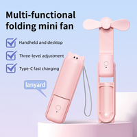 Ventilateur pliable sans lame multi-portable mini 3 en 1 rechargeable par USB, ventilateur électrique personnel de poche pour la maison, les voyages en plein air
