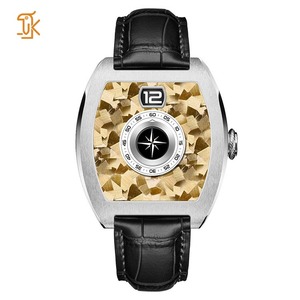 Montre mécanique automatique Jumping Hour, cadran en carbone forgé bleu glacé, boîtier tonneau, acier inoxydable 316L, White Label, montre-bracelet pour homme - Product Image 2