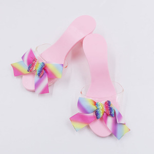 Nouvel ensemble robe de <span class=keywords><strong>princesse</strong></span> rose pour filles, robe en satin et tulle avec chaussures à nœud arc-en-ciel, costume de fête pour enfants - Product Image 5