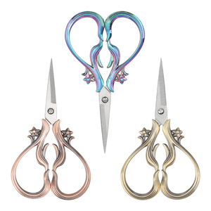 JP <span class=keywords><strong>กรรไกร</strong></span>ตัดเย็บแบบเรโทรกรรไกรปักลายรูปกล้วยไม้สแตนเลสแนววินเทจสไตล์ยุโรป - Product Image 6