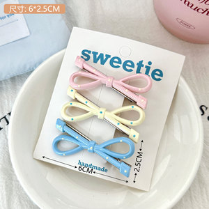 Pinza para el pelo unisex de acrílico con diseño de ondas y lazo, color crema helado, a la moda, dulce, versátil y linda, ideal para el verano. ¡Venta caliente! - Product Image 5