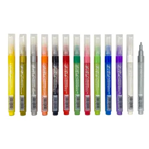 סיטונאי custom ממותג באיכות גבוהה 12 24 36 48 60 צבעים מתכתי רחיץ/קבוע אקריליק ציפורן אמנות מרקר עט סט עם לוגו