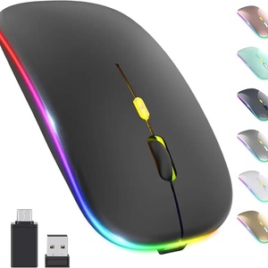 เมาส์ไร้สาย RGB บางเฉียบ รองรับการเชื่อมต่อแบบคู่ BT ชาร์จซ้ำได้ สำหรับเล่นเกมบนเดสก์ท็อป แล็ปท็อป แท็บเล็ต-ไม่มีขั้นต่ำในการสั่งซื้อ - Product Image 1