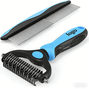 Juego de cepillos de doble cara <span class=keywords><strong>para</strong></span> el cuidado de mascotas, peine <span class=keywords><strong>para</strong></span> eliminar el pelo suelto y desenredar <span class=keywords><strong>para</strong></span> <span class=keywords><strong>gatos</strong></span> y perros - Product Image 1