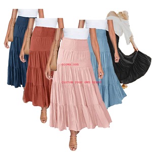 Faldas Midi de Poliéster Asimétricas Estilo Bohemio Vintage para Mujer, de Cintura Alta con Cordón, para Vacaciones, Playa y Fiestas, Marca Ecowalson - Product Image 3