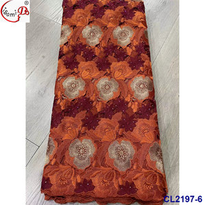 KC137ผ้าฝ้ายสวิสวอยส์ปักลายหินผ้าลูกไม้สไตล์ไนจีเรียดูไบสำหรับงานแต่งงาน - Product Image 2