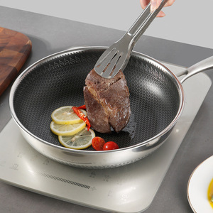 Poêle à frire antiadhésive en acier inoxydable à trois couches Cuisinière à gaz polyvalente classique Électromagnétique pour oeufs frits Frittata Steak - Product Image 1