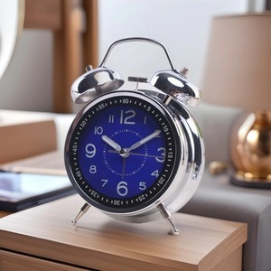 Retro Metal Bell Alarm <b>Clock</b> Analog Desk <b>Clock</b> Silent Non Ticking Battery Powered Bedroom <b>Bedside</b> Table <b>Clock</b> - Product Image 1