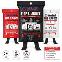 Couverture anti-feu OEM pour la maison, pour les urgences en cuisine, couverture anti-feu en fibre de verre résistante à la chaleur avec impression et dimensions personnalisées