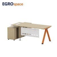 EGROspace Bureau de Direction Haut de Gamme Design Élégant et Raffiné avec Meuble de Rangement pour Directeur Général et Manager