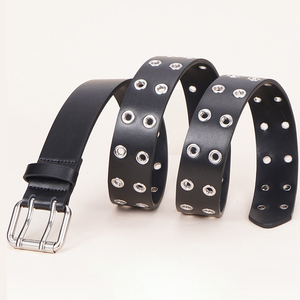 Cinturón de cuero estilo punk para <span class=keywords><strong>mujer</strong></span> con hebilla de doble punta, ojales metálicos de cobre, cinturón de cintura de alta calidad, estilo vintage para jeans - Product Image 5