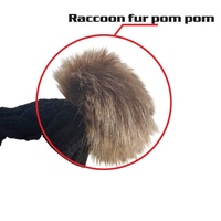 Bonnet personnalisé, pour femmes, tricot molletonné, chapeau d'hiver avec pompon, en fourrure de raton laveur, accessoire pour l'hiver