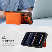 Étui portefeuille de luxe en cuir PU Denior avec béquille et emplacements pour cartes, compatible avec les séries Apple 17, 16, 15, 14, 13, 12, 11