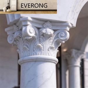 Colonnes en marbre néoclassiques sur mesure, base et capitale complètes, marbre blanc massif, décoration de façade de villa de luxe - Product Image 2