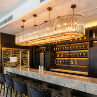 Grand lustre suspendu en cristal LED pour hall d'hôtel, bar, restaurant et décoration commerciale haut de gamme